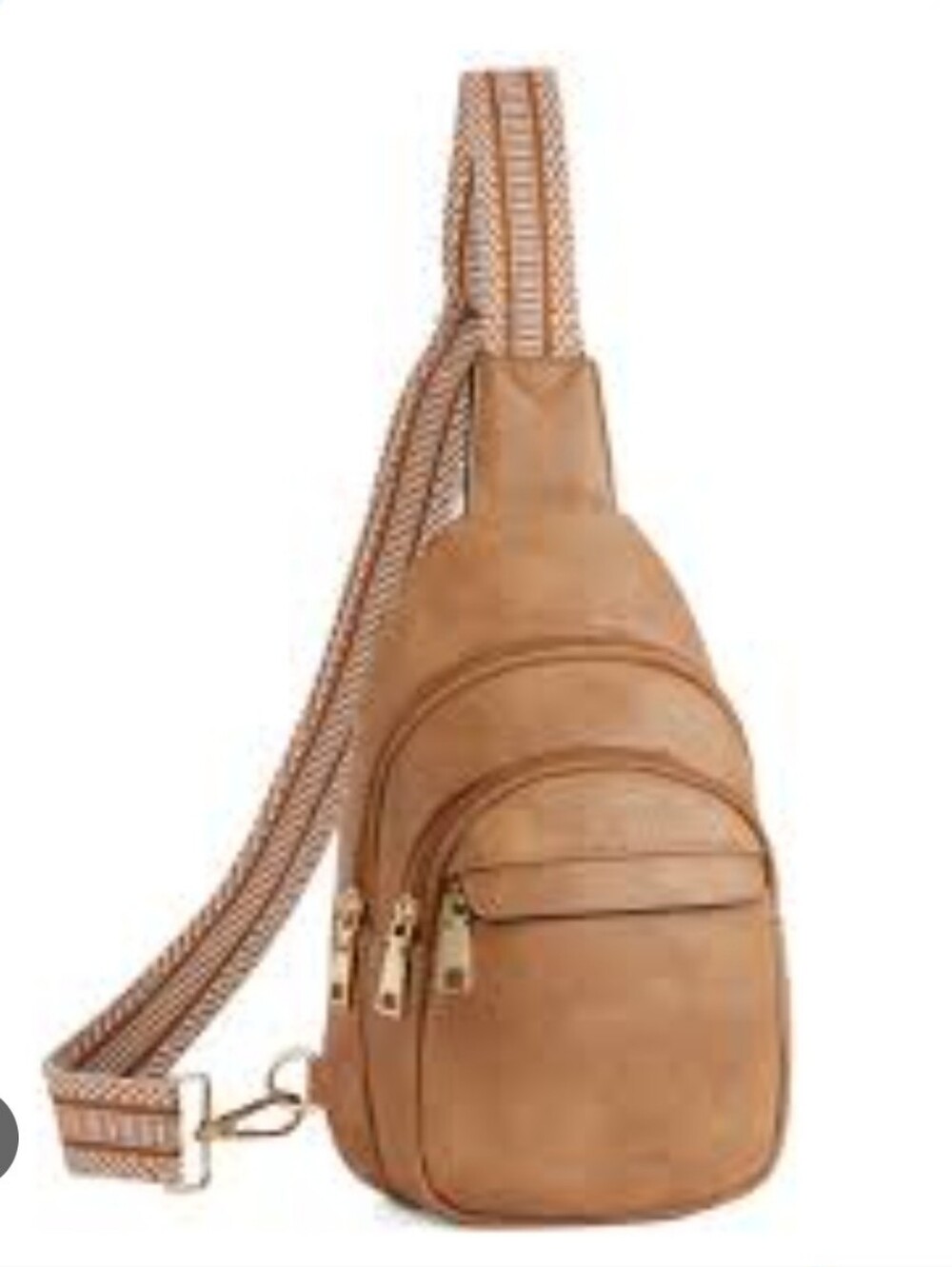 BOSTANTEN AURORA STREET CASUAL TRAPEZE SLING BAG. TRAVEL. TAN FAUX LEATHER
